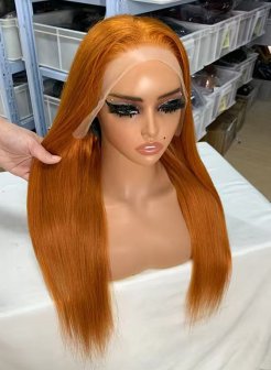 13x4 13x6 full frontal Ginger Color Straight Virgin Human Hair Wig