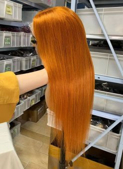 13x4 13x6 full frontal Ginger Color Straight Virgin Human Hair Wig