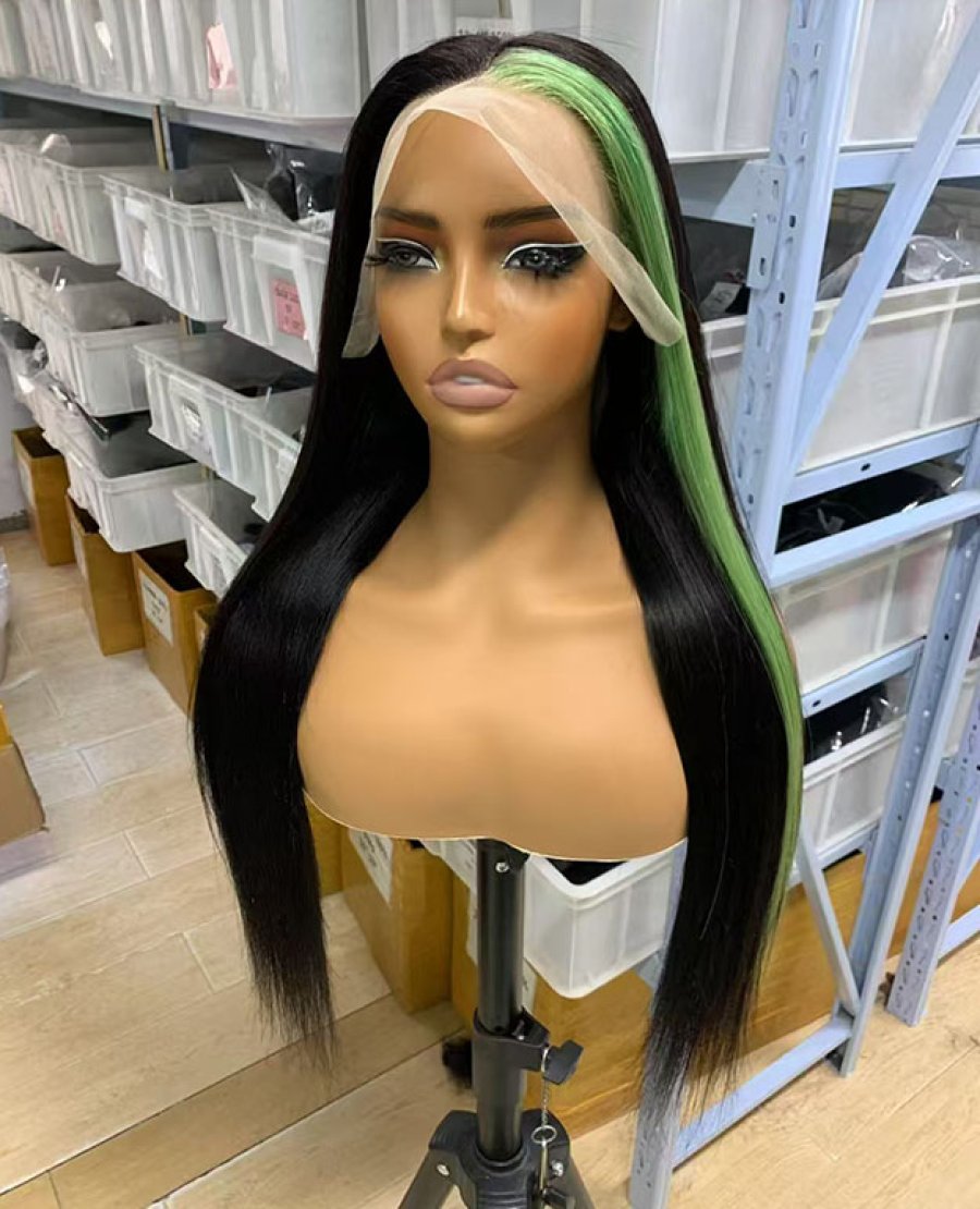 HD Transparent 13x4 Green Color Lace Wig For Black Woman
