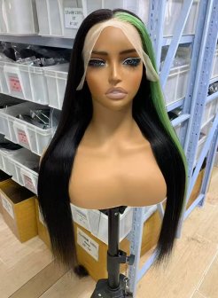 HD Transparent 13x4 Green Color Lace Wig For Black Woman