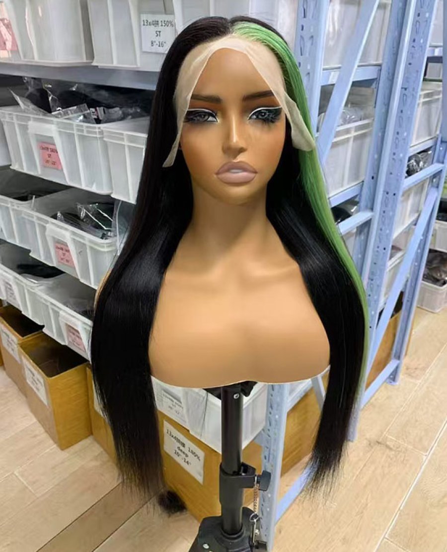 HD Transparent 13x4 Green Color Lace Wig For Black Woman