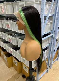 HD Transparent 13x4 Green Color Lace Wig For Black Woman