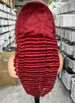 red deep wavefull frontal 13x4 wig red color wig