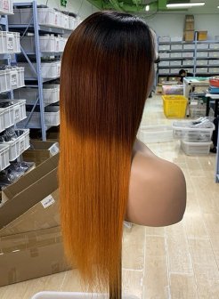 13x4 Full Frontal Glueless Human Hair WigT1b 4 350