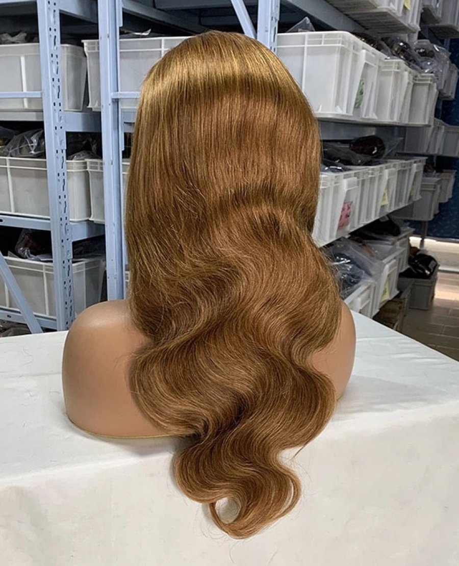 13x4 Lace Front Body Wave Wig Human Hair Pre Plucked Bleached Knots #8