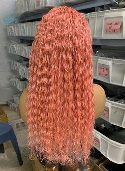 13x4 Brazilian Pink Water Wave Wig For Black Women