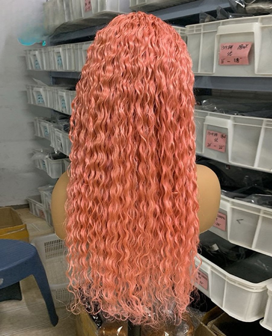 13x4 Brazilian Pink Water Wave Wig For Black Women