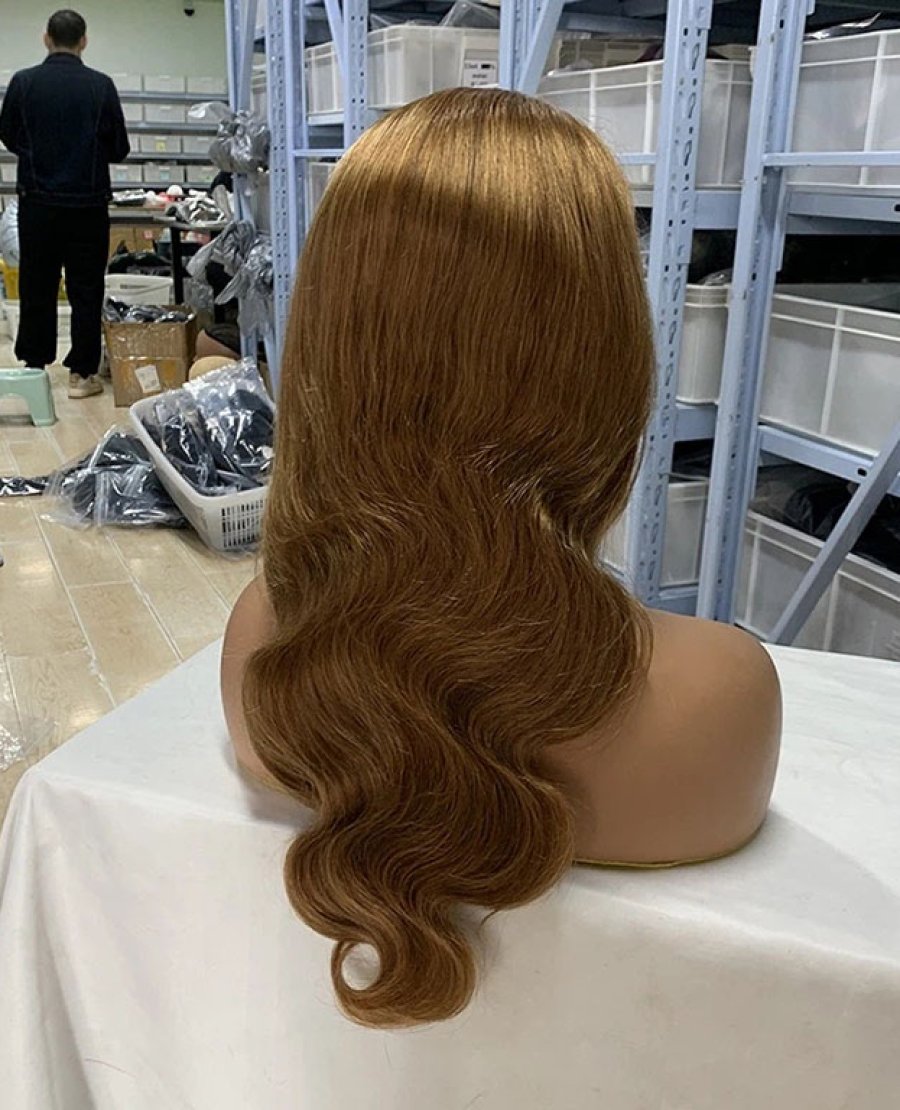 13x4 Lace Front Body Wave Wig Human Hair Pre Plucked Bleached Knots #8