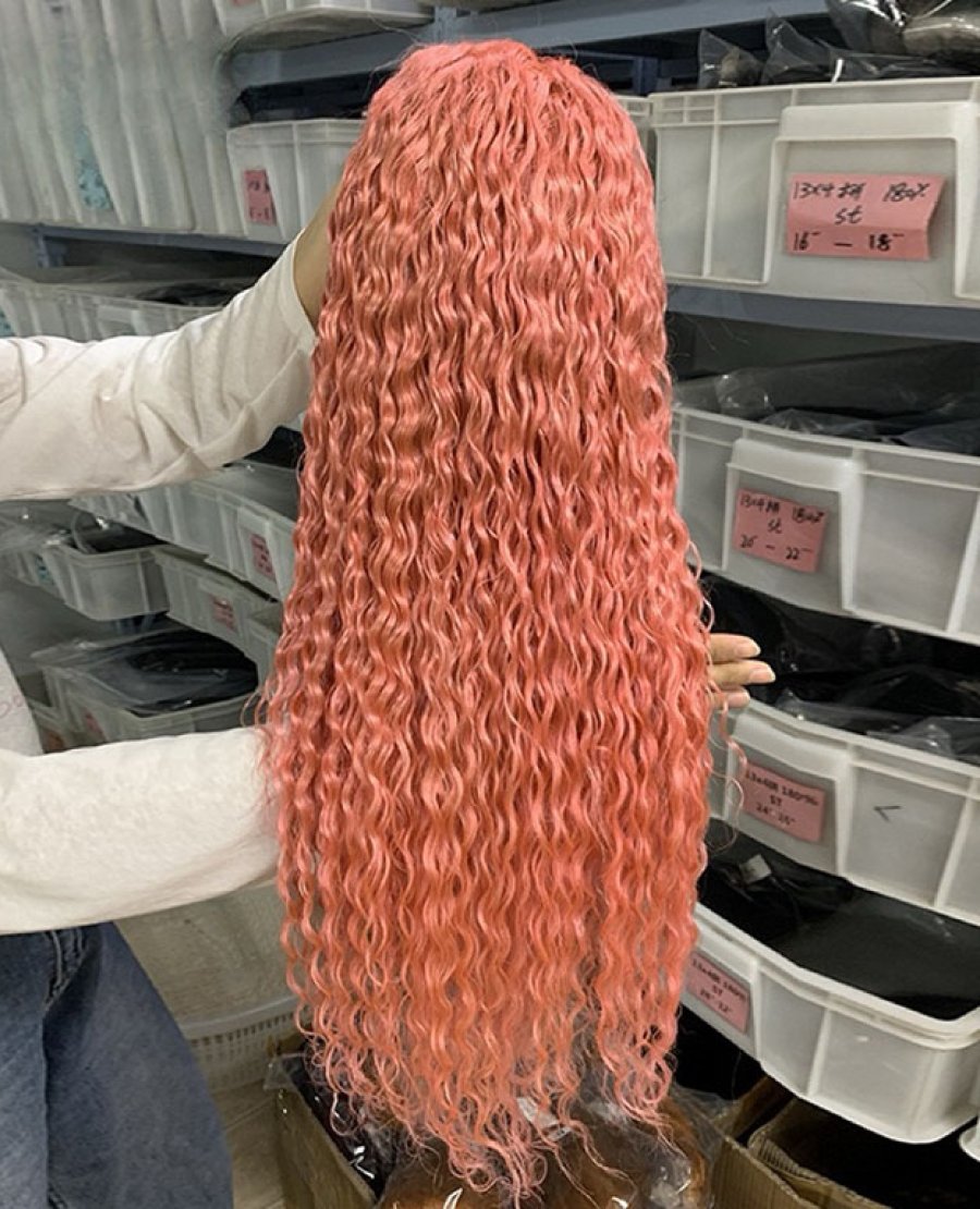 13x4 Brazilian Pink Water Wave Wig For Black Women