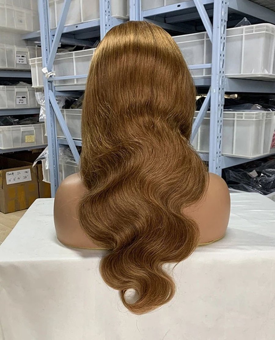 13x4 Lace Front Body Wave Wig Human Hair Pre Plucked Bleached Knots #8