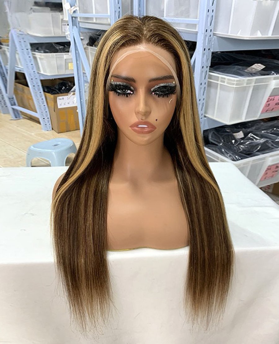 13x4 full frontal highlight color human hair wig