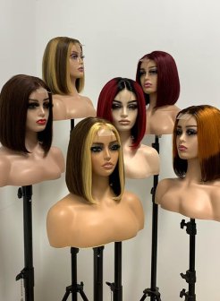 2x6 closure colored double drawn full density bob wig