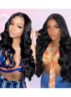 5x5 body wave bleached knots transparent lace closure wig