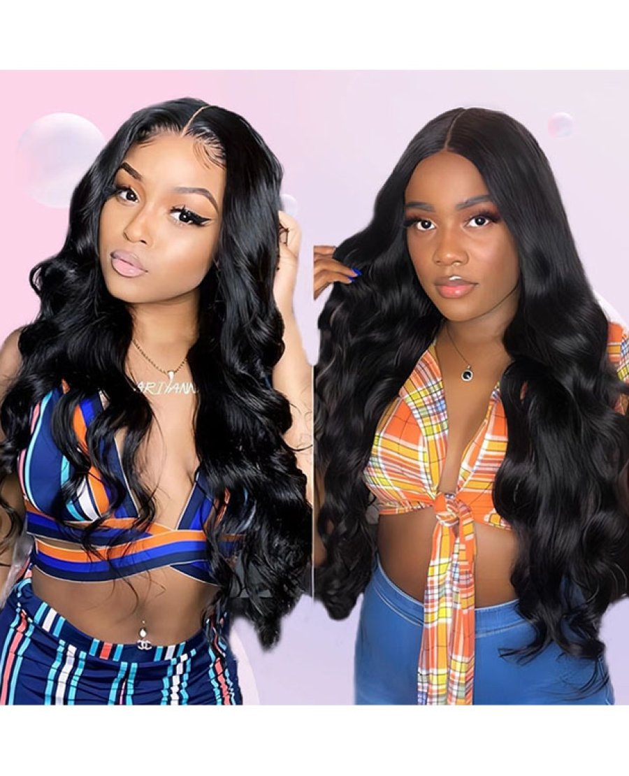 5x5 body wave bleached knots transparent lace closure wig