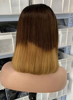 13x4 colored straight fulll density double drawn bob wig