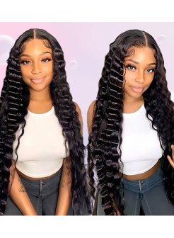 5x5 deep wave HD closure wig for black women virgin hair