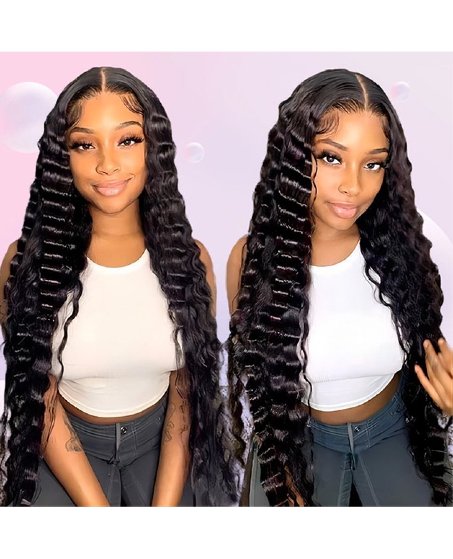 5x5 deep wave HD closure wig for black women virgin hair