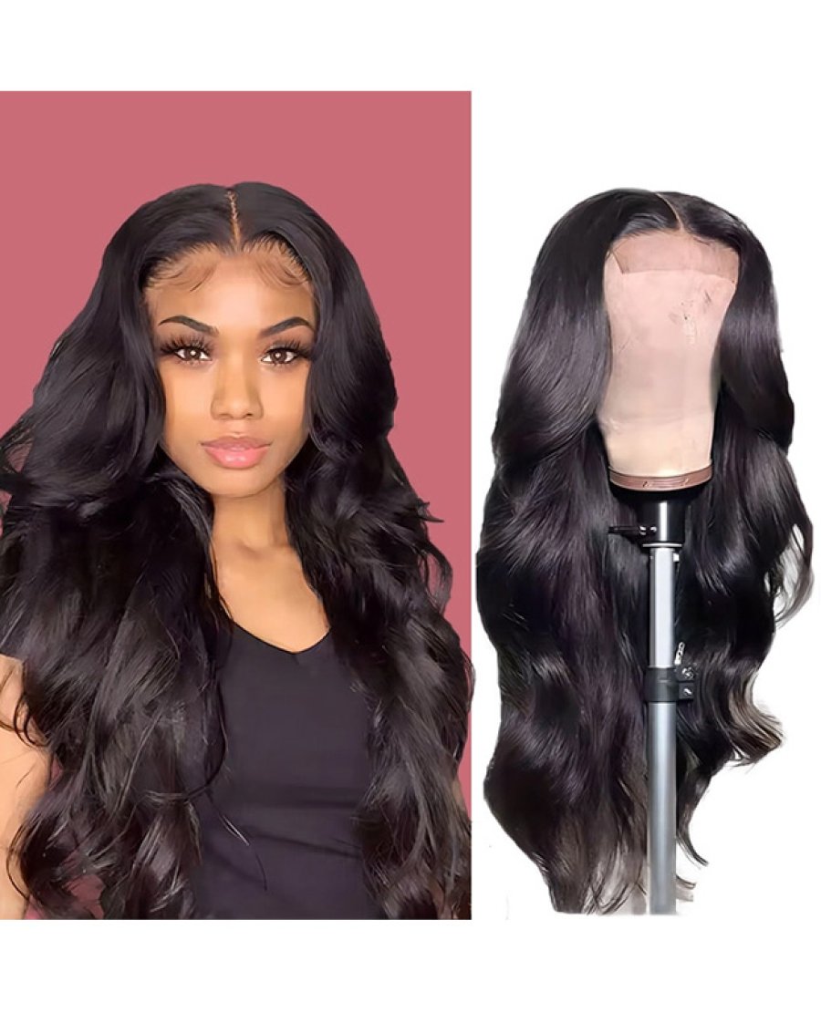 5x5 body wave bleached knots transparent lace closure wig