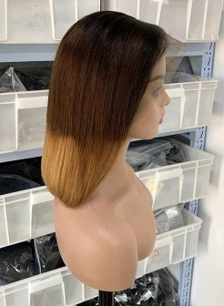 13x4 colored straight fulll density double drawn bob wig
