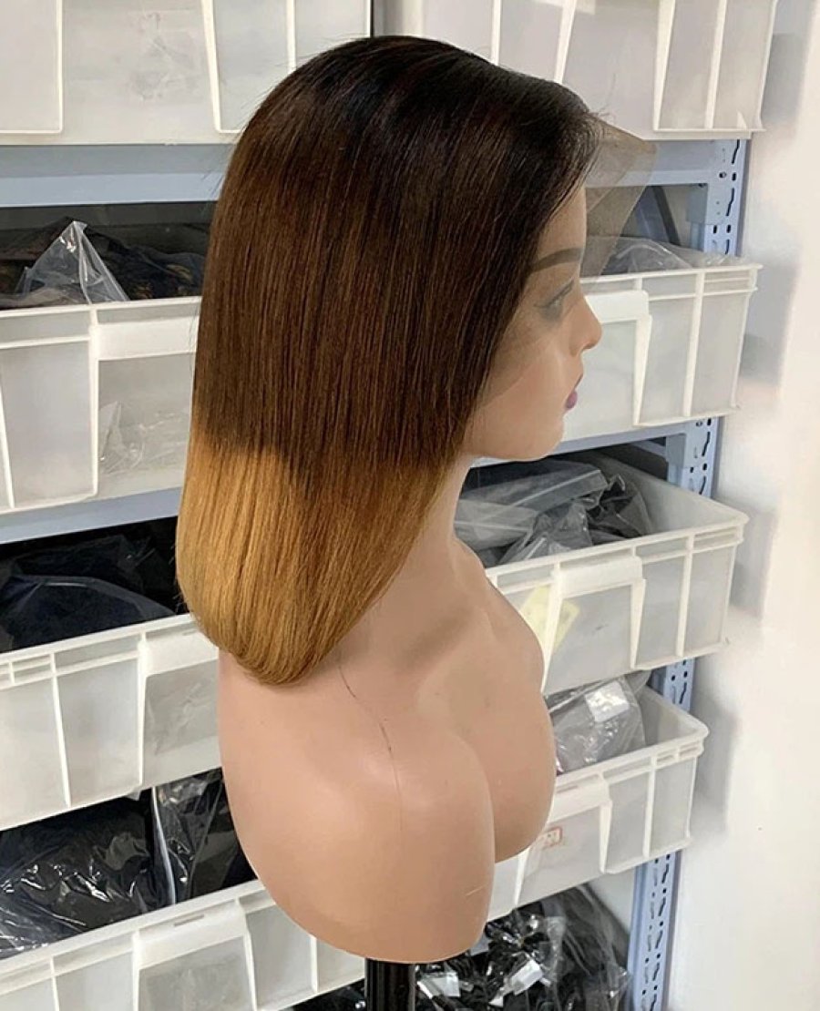 13x4 colored straight fulll density double drawn bob wig