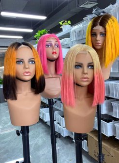 2x6 closure colored double drawn full density bob wig
