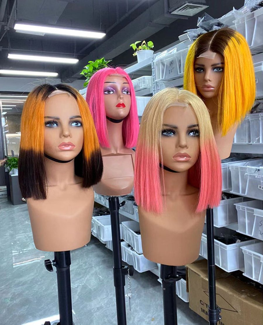 2x6 closure colored double drawn full density bob wig