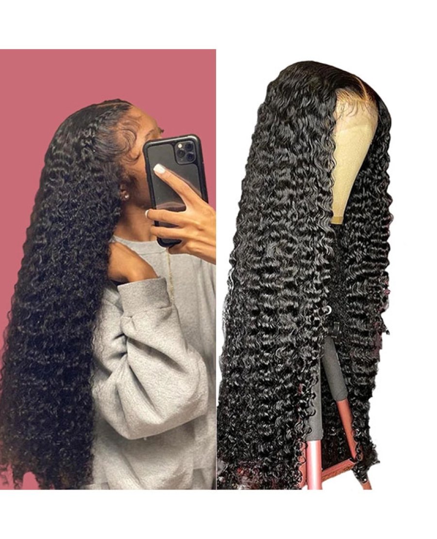 5x5 brazilian water wave transparent human hair closure wig
