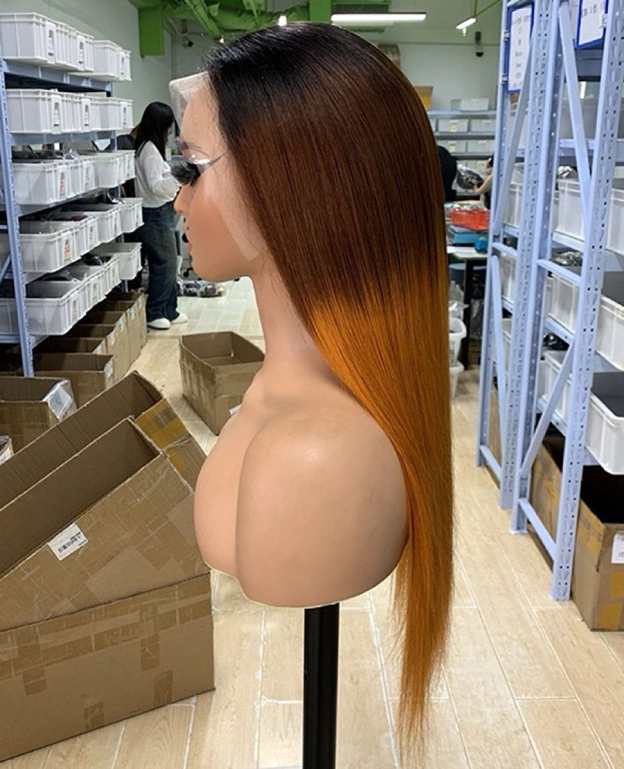 13x4 lace front human hair wig glueless bleached knots T1b 4 350