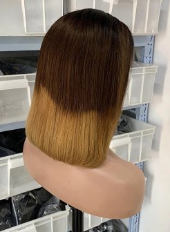 13x4 colored straight fulll density double drawn bob wig