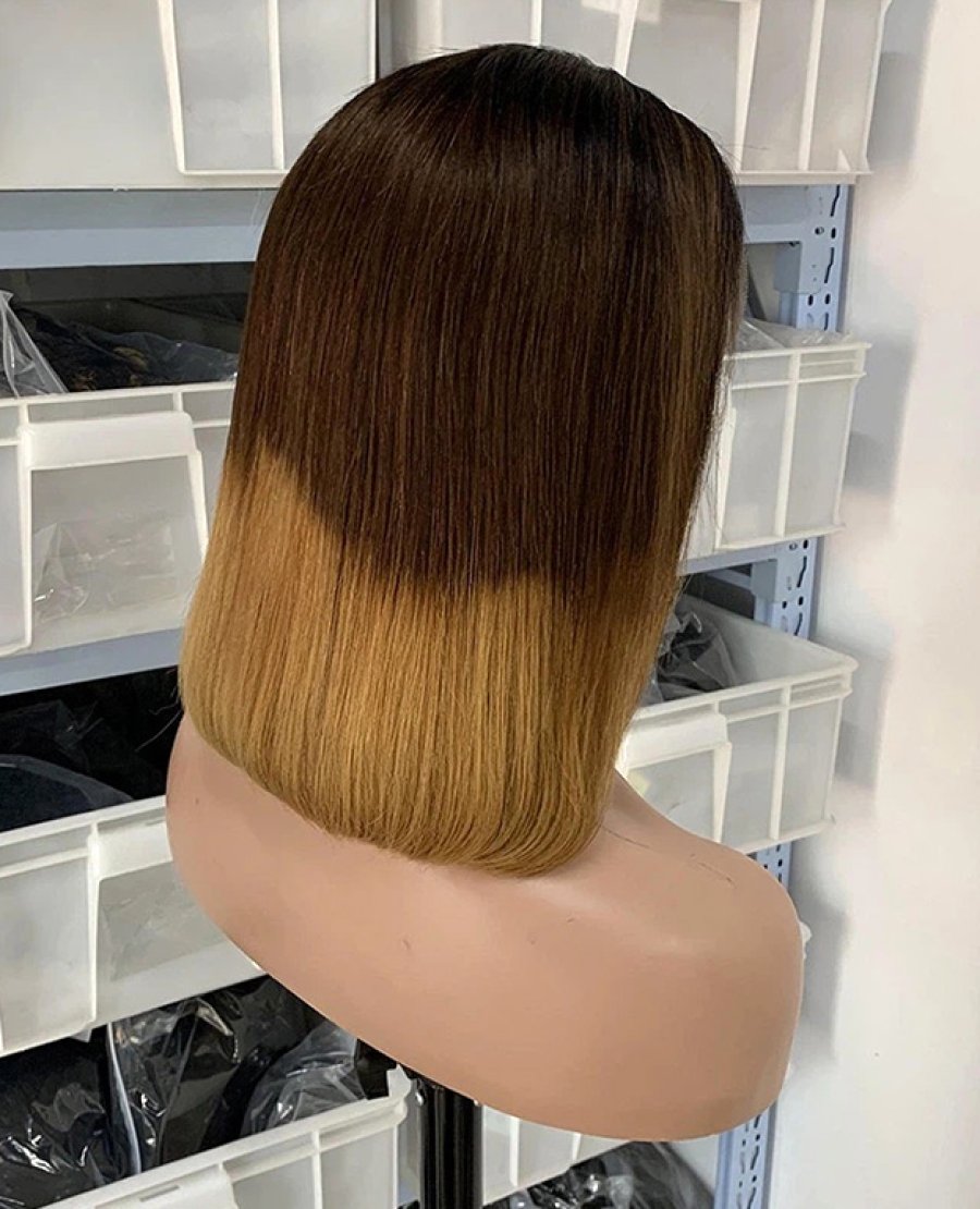 13x4 colored straight fulll density double drawn bob wig