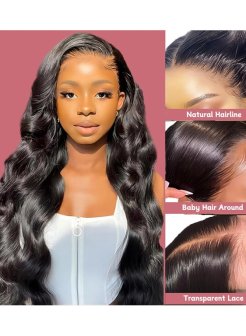 5x5 body wave bleached knots transparent lace closure wig