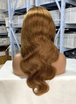 13x4 lace front wig #8 body wave human hair pre plucked bleached knots