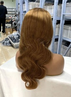 13x4 lace front wig #8 body wave human hair pre plucked bleached knots