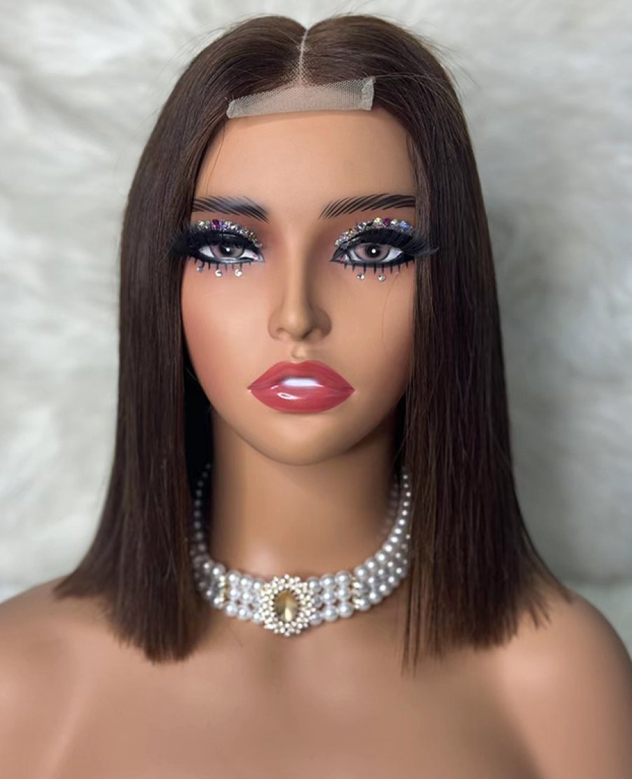 2x6 closure colored double drawn full density bob wig
