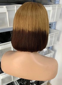 13x4 colored straight fulll density double drawn bob wig