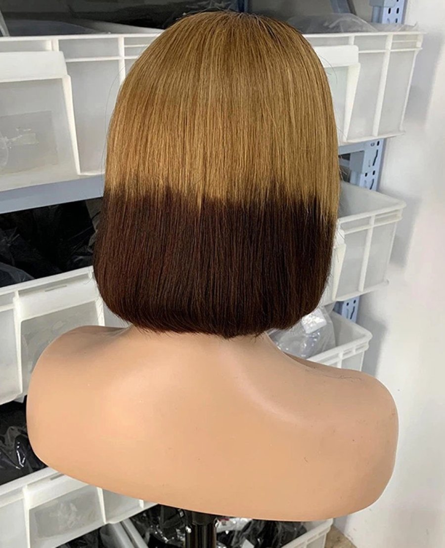 13x4 colored straight fulll density double drawn bob wig