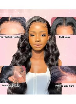5x5 body wave bleached knots transparent lace closure wig