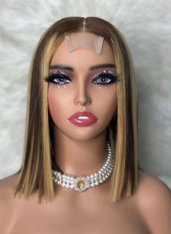 2x6 closure colored double drawn full density bob wig