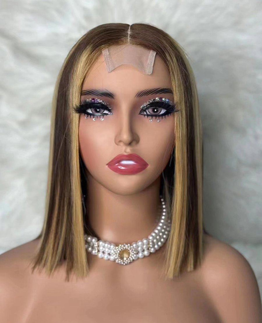 2x6 closure colored double drawn full density bob wig