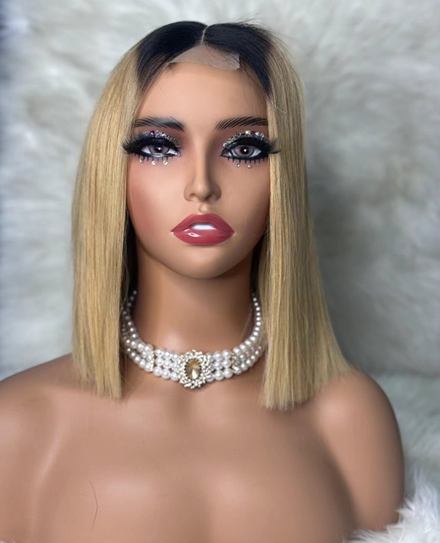 2x6 closure colored double drawn full density bob wig