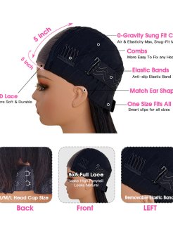 5x5 deep wave HD closure wig for black women virgin hair