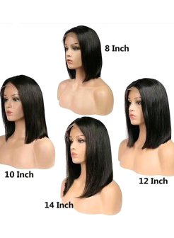 2x6 closure brazilian virgin natural black color double drawn bob wig