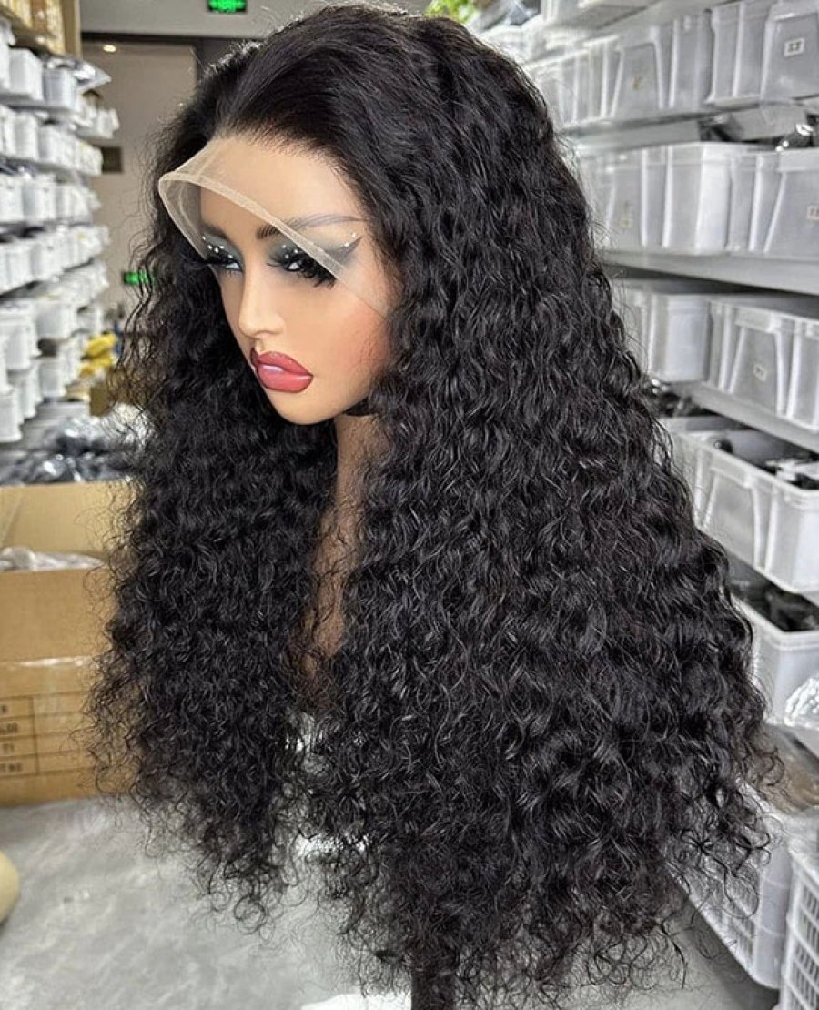 brazilian virgin 13x4 lace front wig water wave natural black color