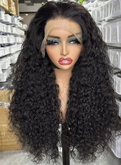 brazilian virgin 13x4 lace front wig water wave natural black color