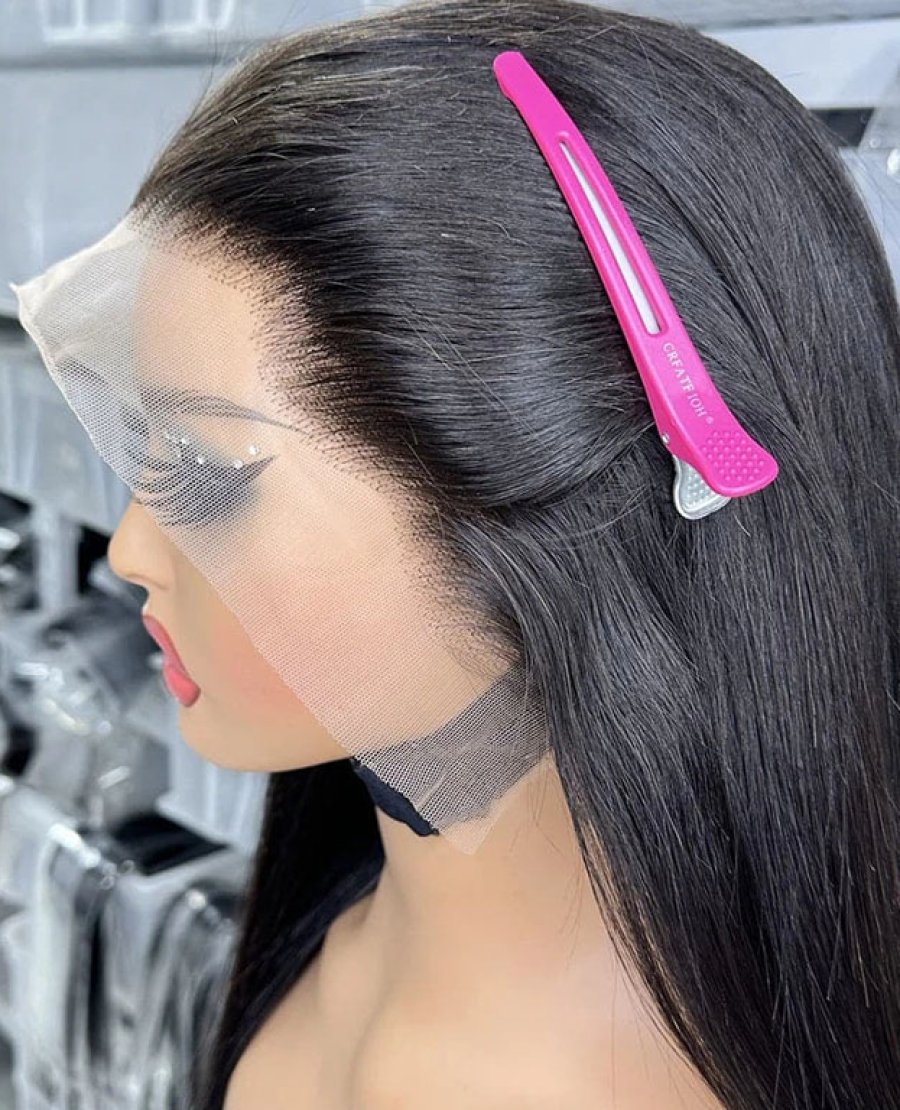 Transparent lace full frontal13x4 straight natural black color wig