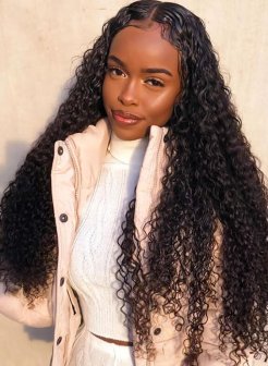 13X6 Brazilian Virgin Human Hair Deep Curly Lace Front Wigs