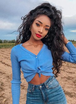 13X6 Natural Wave Virgin Human Hair Lace Front Wigs