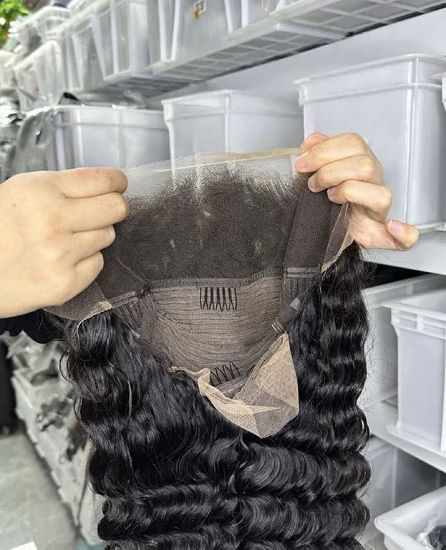 13x6 Transparent Human Hair Lace Front Wig Pre Plucked Hairline Deep Wave