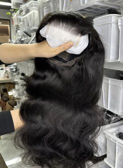 4X4 closure body wave transparent lace pre plucked wig
