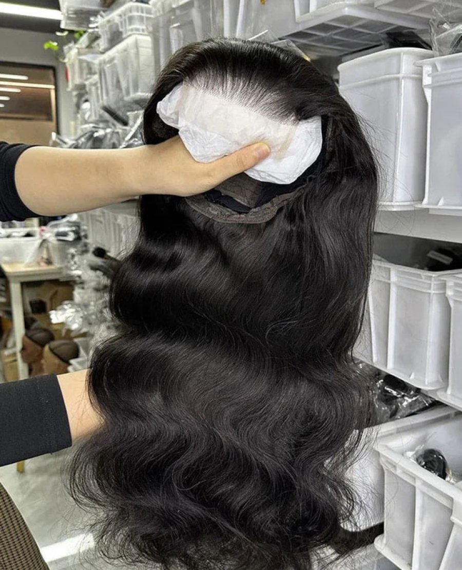 4X4 closure body wave transparent lace pre plucked wig